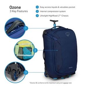 OSPREY Ozone Black Travel Bag FOR JENNY